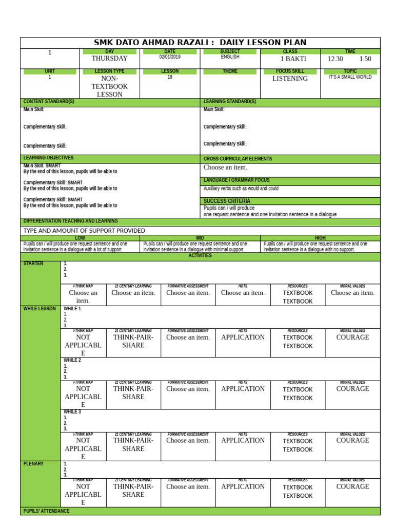 Lesson Plan Cefr 2019 Format C | PDF | Lesson Plan | Subject (Grammar)