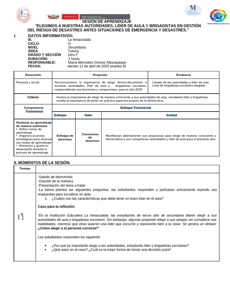 Elección de Líderes y Brigadistas Escolares | PDF | Salón de clases ...
