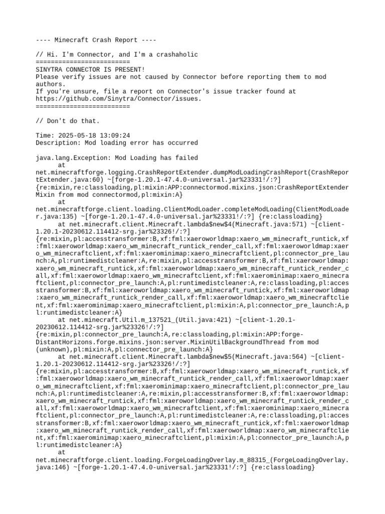 Minecraft Mod Loading Error Report | PDF | X86 Architecture | Computer ...