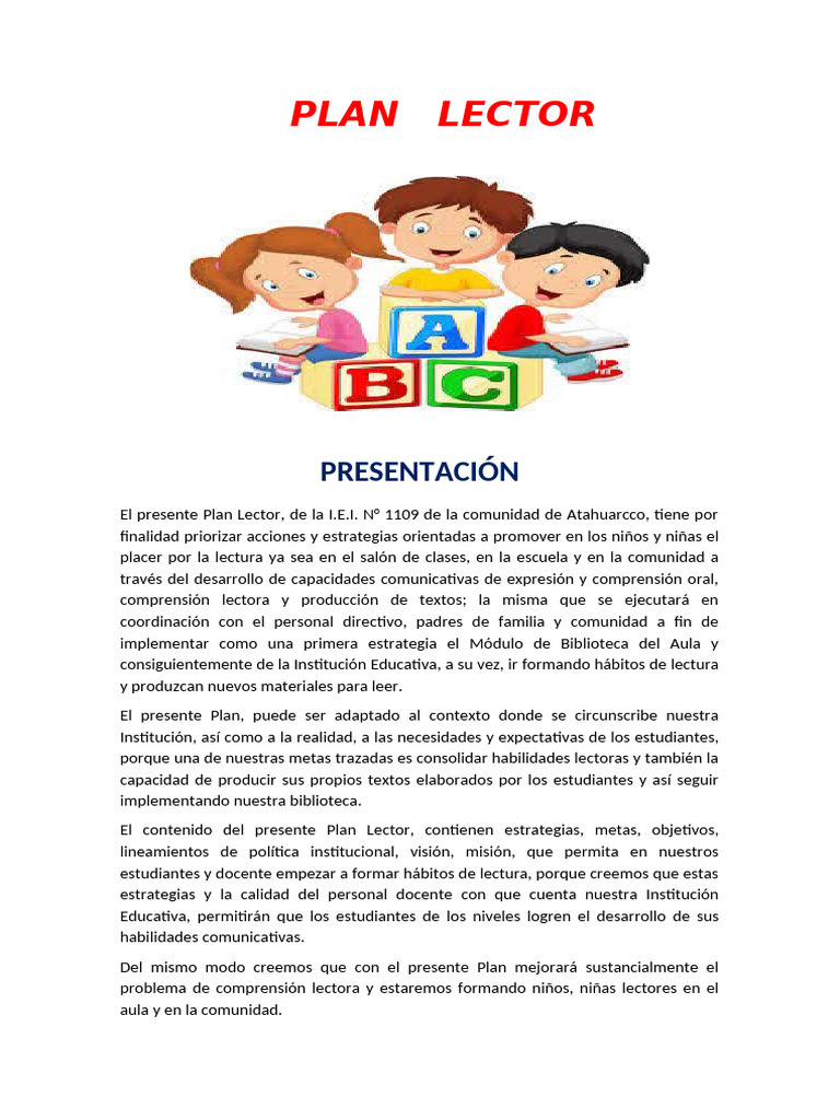 Plan Lector para Educación Inicial 2023 | PDF | Educación de la primera ...