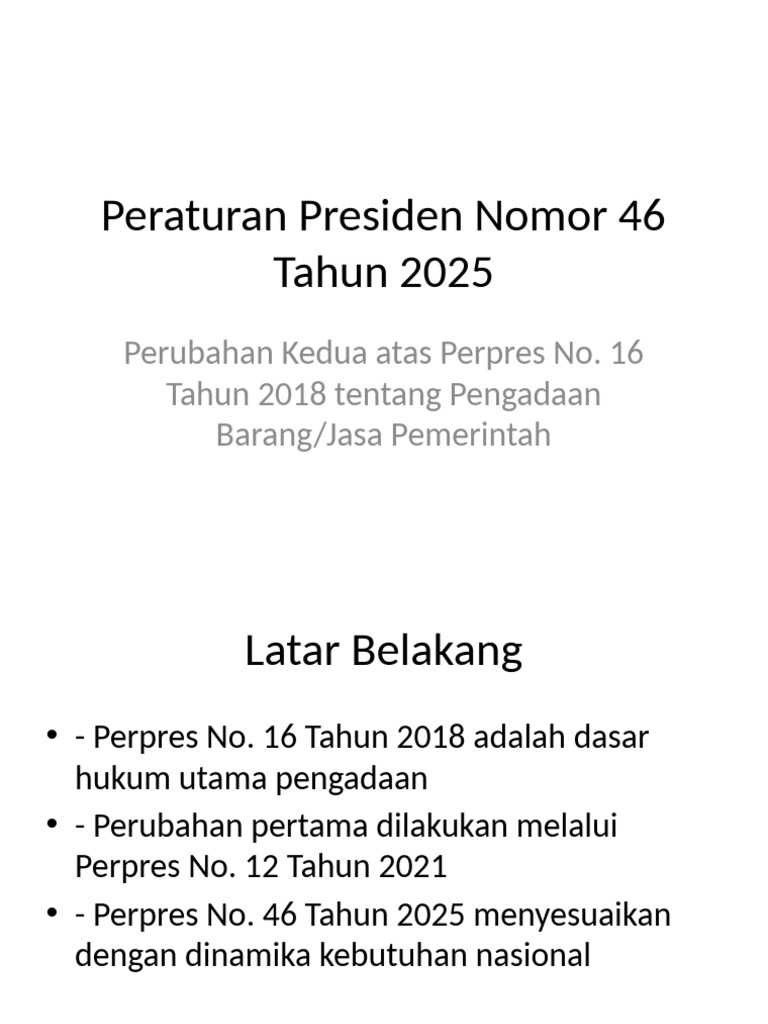 Matriks Perubahan Perpres 46/2025 | PDF