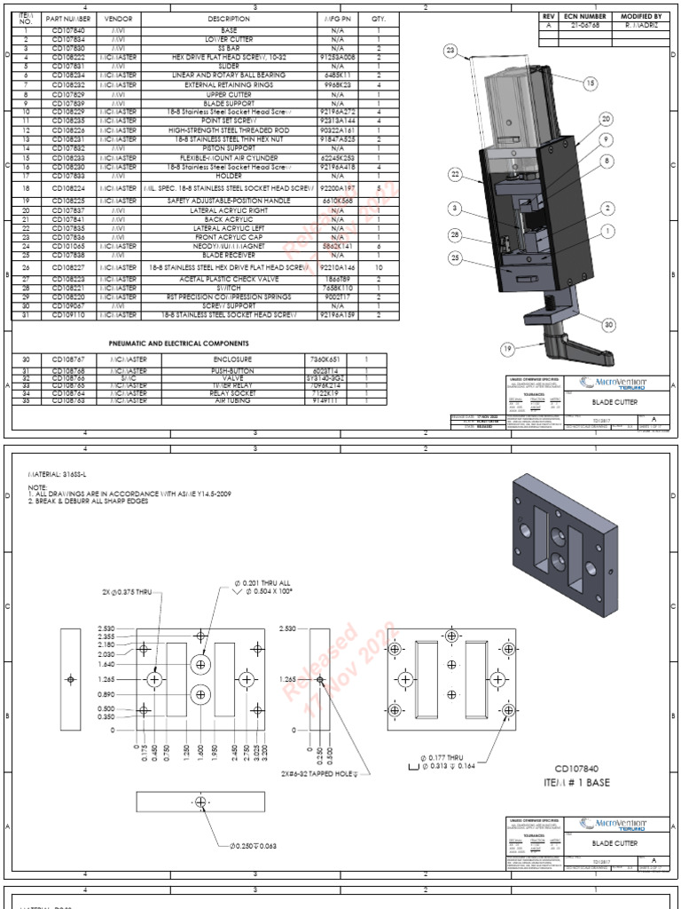 Pneumatic and Electrical Components List | PDF | Screw | Equipment