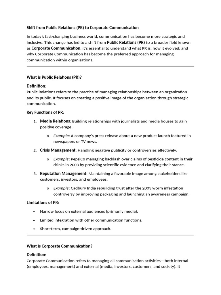 U2L2 - Shift From Public Relations | PDF | Public Relations | Reputation
