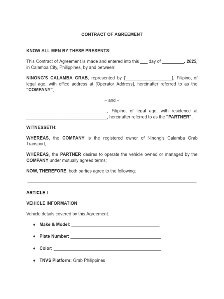 Grab Driver Partnership Agreement | PDF | Employment | Fee
