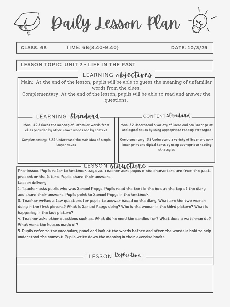 Abd Rahman Daily Lesson W4 | PDF | Lesson Plan | Reading Comprehension