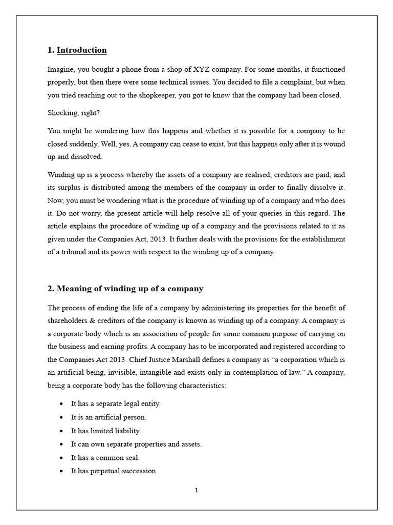 Winding Up Process of a Company | PDF | Liquidation | Business Law