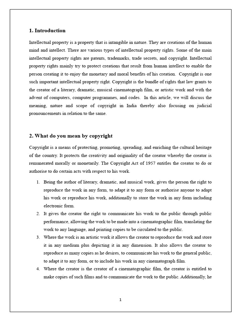 Meaning of Copyright (Ayush) | PDF | Copyright | Intellectual Property