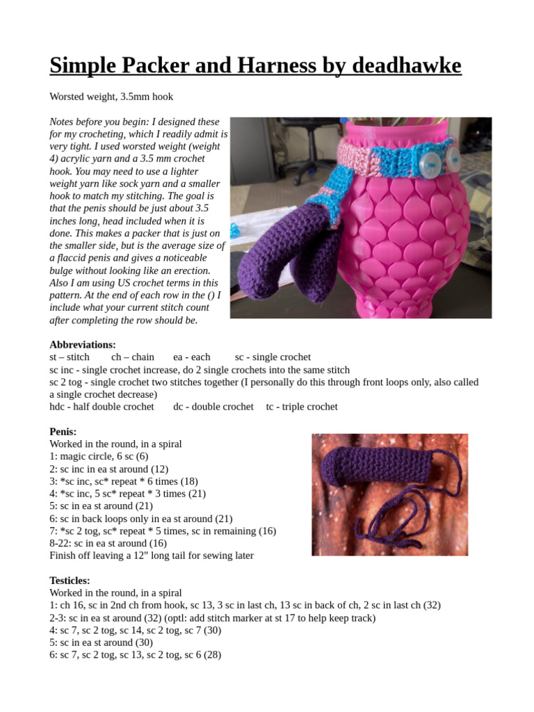 Crochet Packer and Harness Pattern | PDF | Crochet | Clothing
