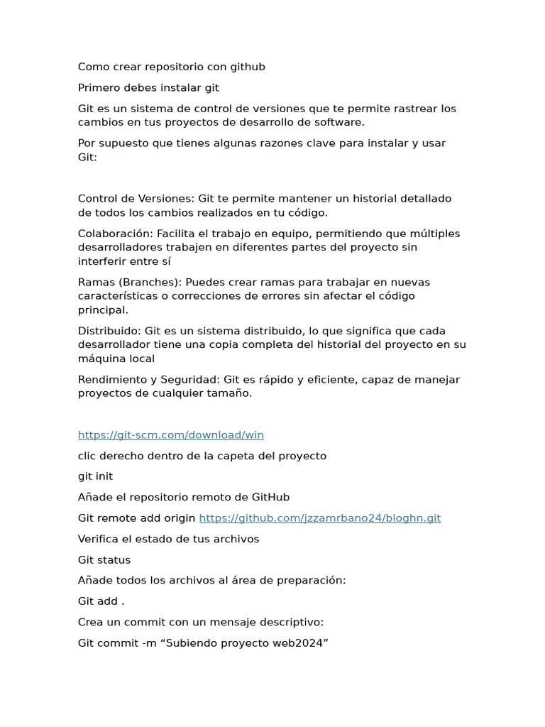 Como Crear Repositorio Con Github | PDF