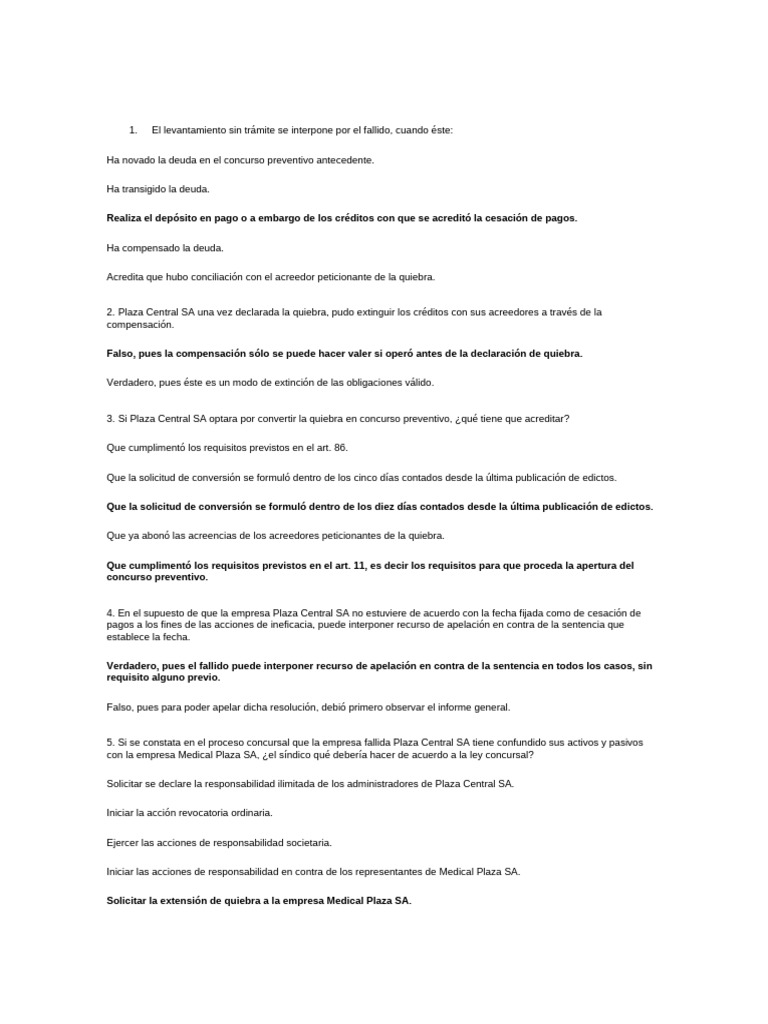 Proceso Concursal y Quiebra de Plaza Central SA | PDF | Bancarrota