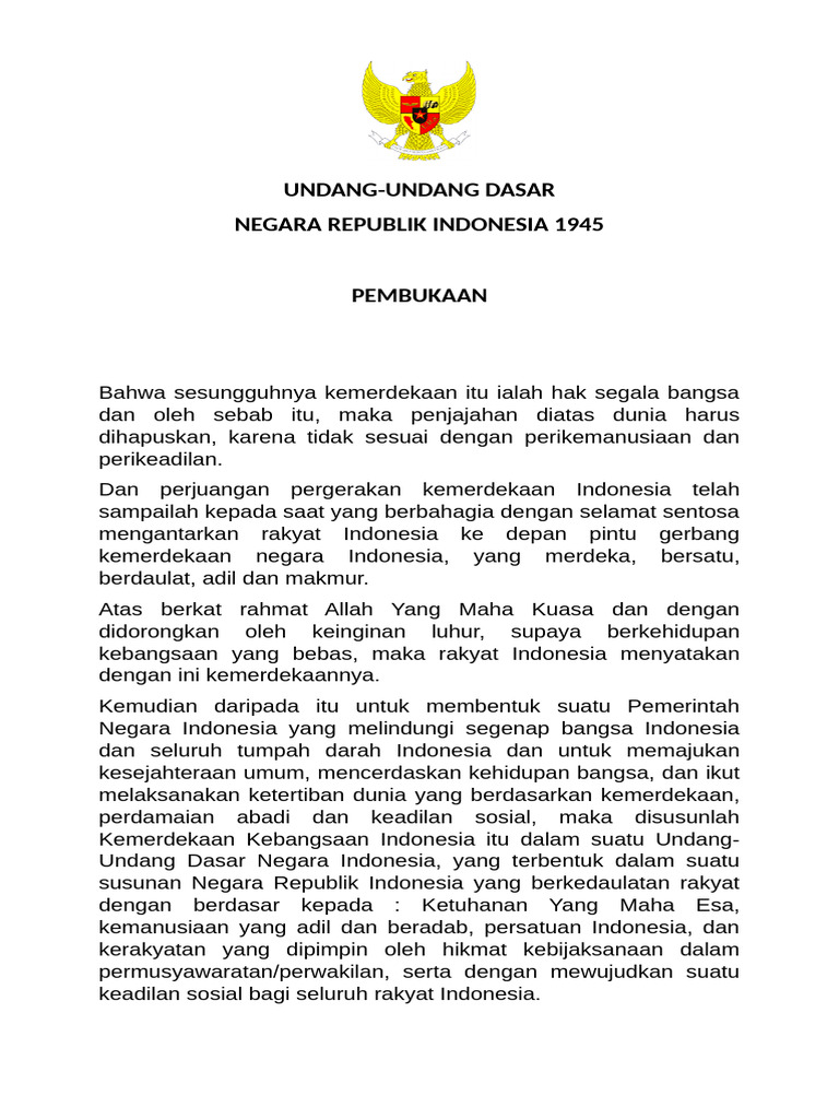 Teks Undang-Undang Dasar 1945 | PDF