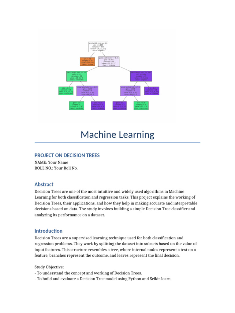Decision Tree Project Report | PDF | Machine Learning | Cognition