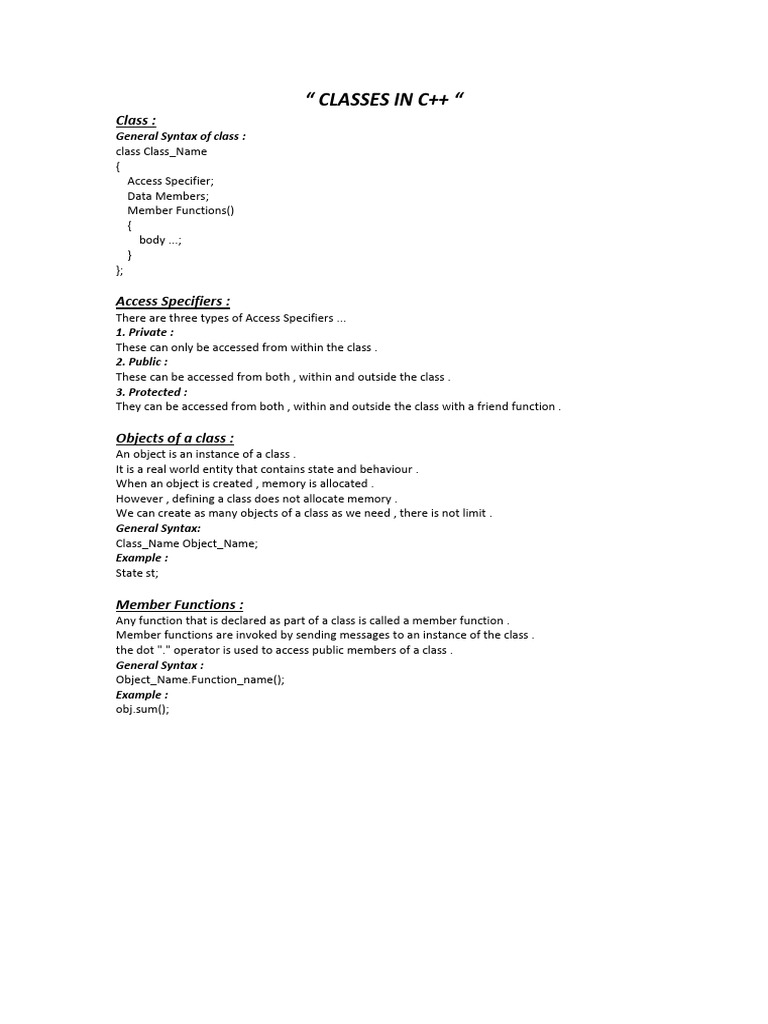 C++ Class Structure and Access Specifiers | PDF
