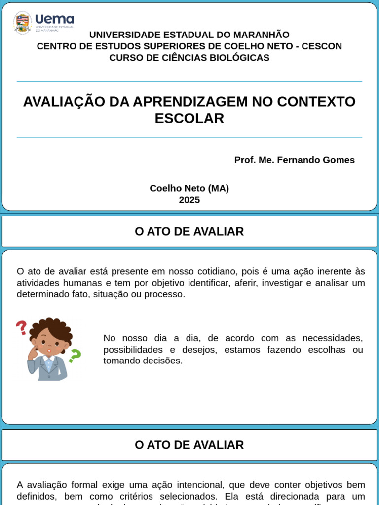 Slides Aula 5 - Avaliação Da Aprendizagem No Contexto Escolar | PDF ...