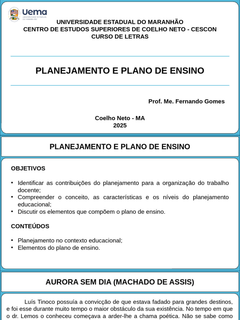 Slides Aula 5 - Planejamento e Plano de Ensino | PDF | Pedagogia ...