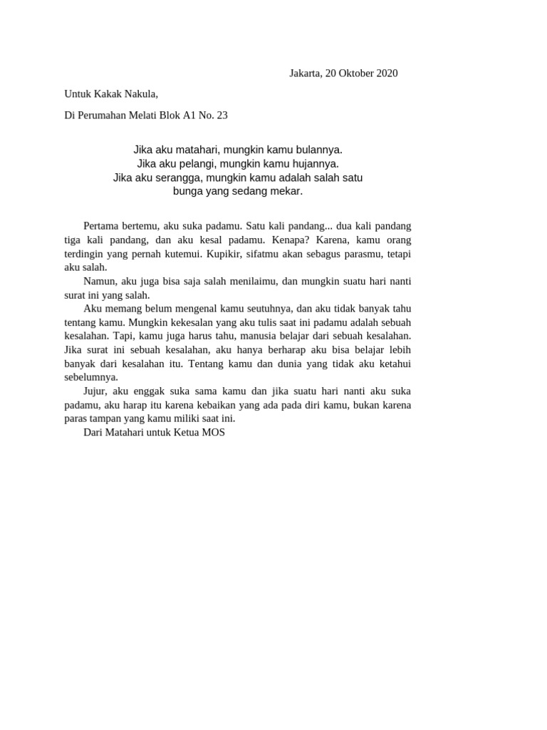 Surat Pribadi untuk Kakak Nakula | PDF