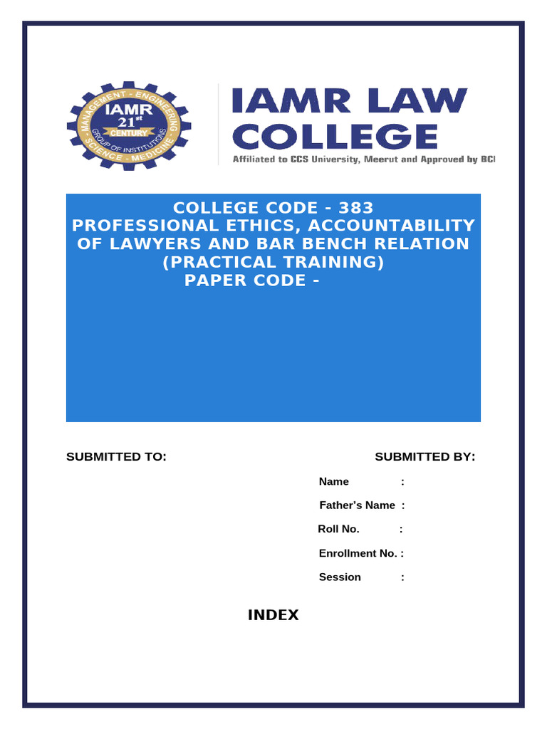 Bar Bench Relation File Front Page and Index - Eng | PDF