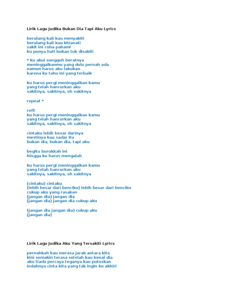 Lirik Lagu Judika Bukan Dia Tapi Aku Lyrics Pdf