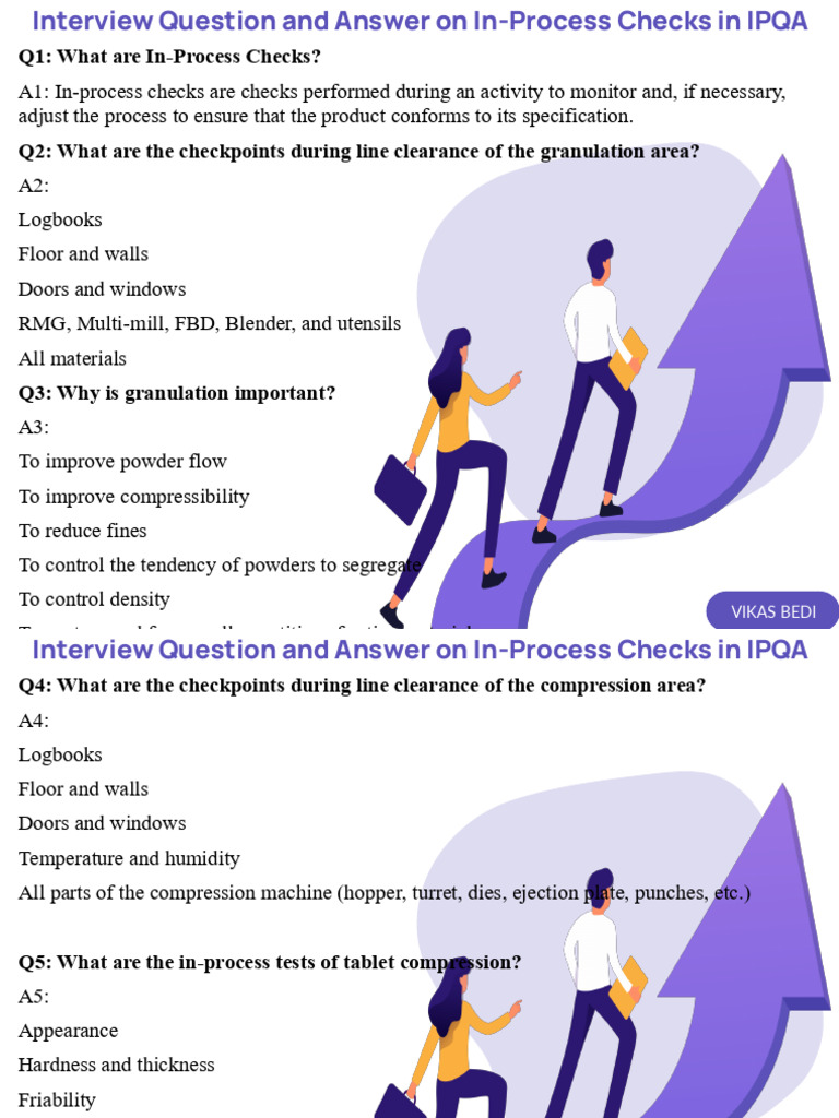 Interview Q & A On Inprocess Checks in IPQA and QA 1 | PDF | Tablet ...