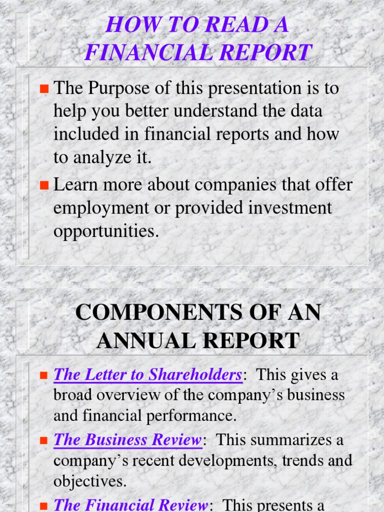 How To Read A Financial Report | PDF