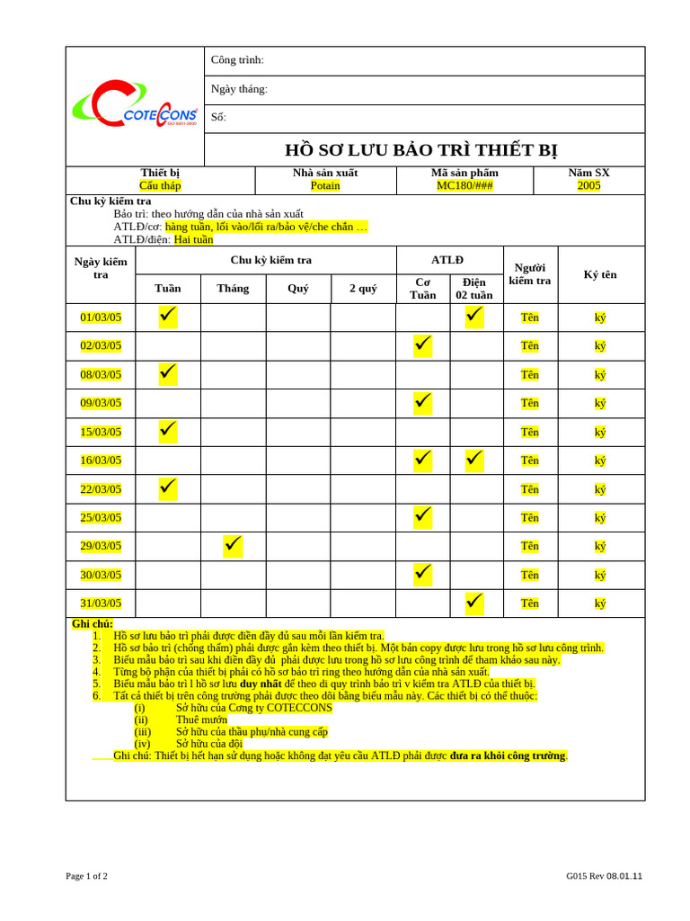 G015 Ho So Luu Bao Tri Thiet Bi | PDF