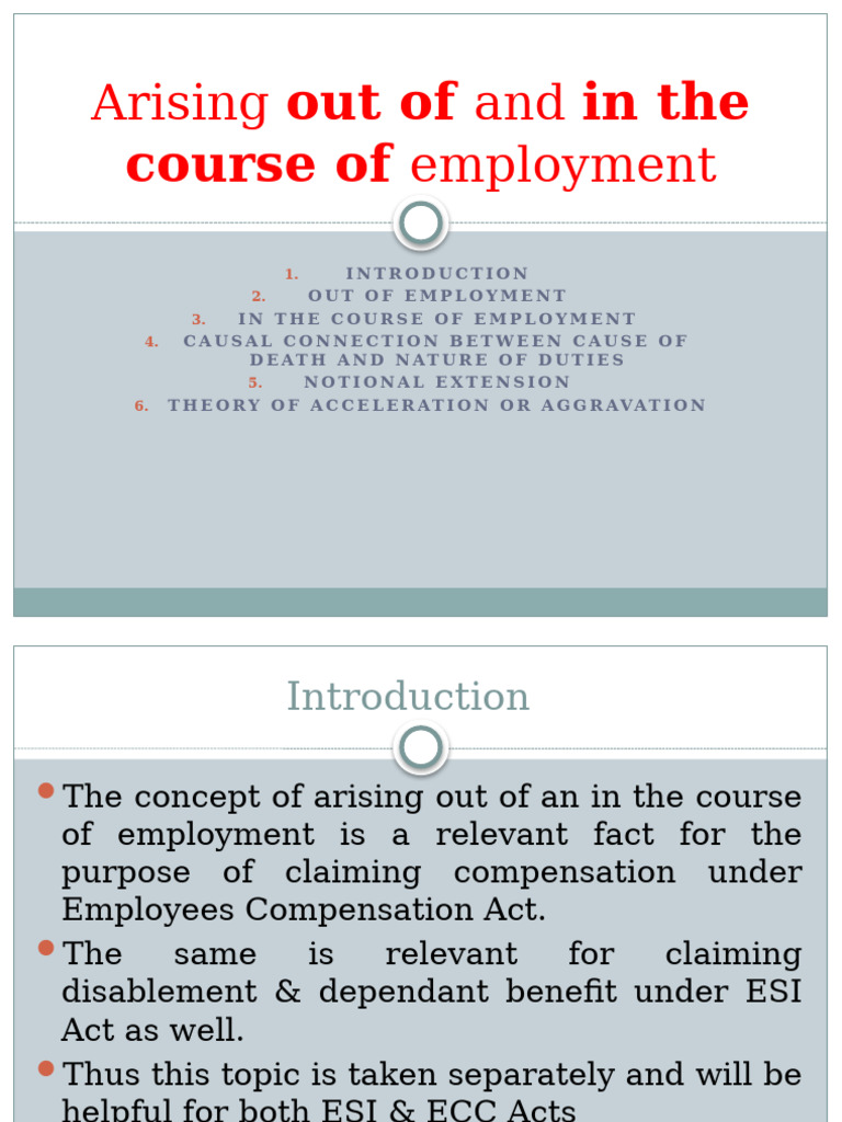 Arising Out of and in The Course of Emplyment | PDF | Employment