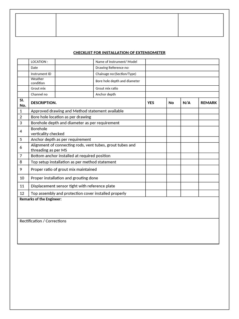Installation of Extensometer | PDF
