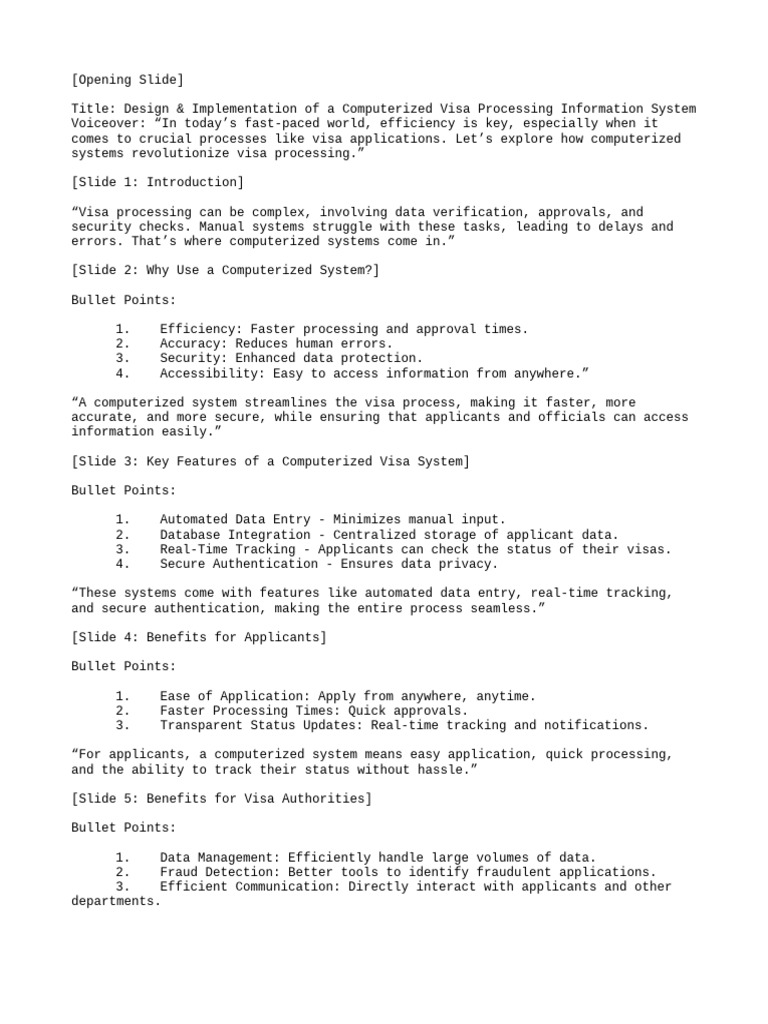 Computerized Visa Processing System Guide | PDF | Automation | Information