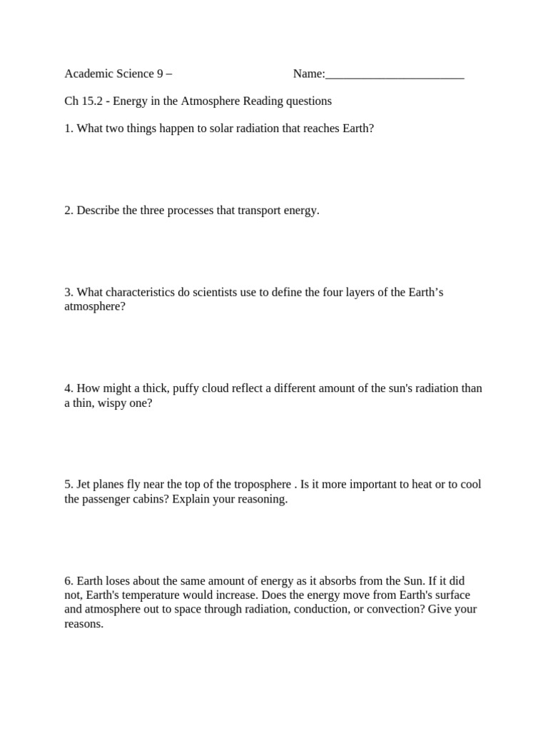 Acad Sci 9 Weather Fronts Worksheet 15.2 | PDF