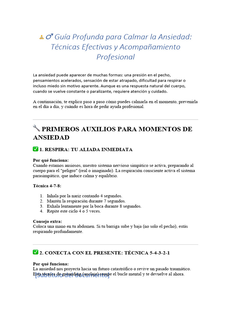 Técnicas para Calmar la Ansiedad | PDF | Ansiedad | Dormir