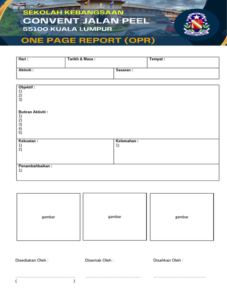 Format Laporan One Page Report OPR | PDF