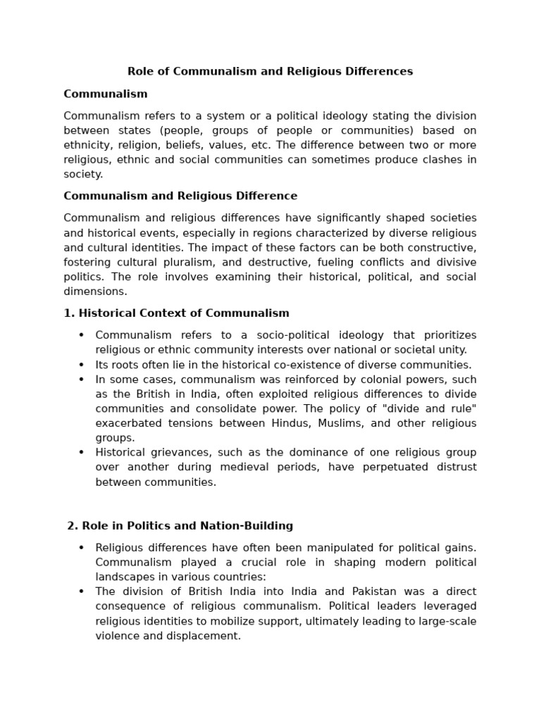 Communalism and Religious Differences Explained | PDF | Social Psychology