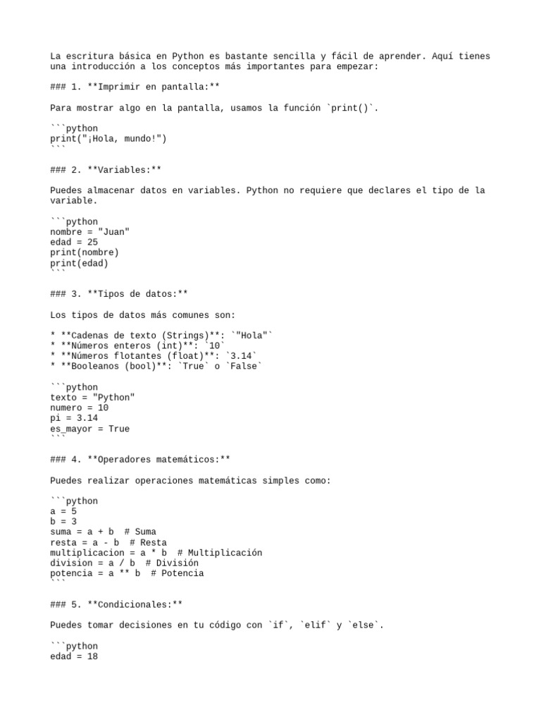 Operaciones Matemáticas en Python | PDF