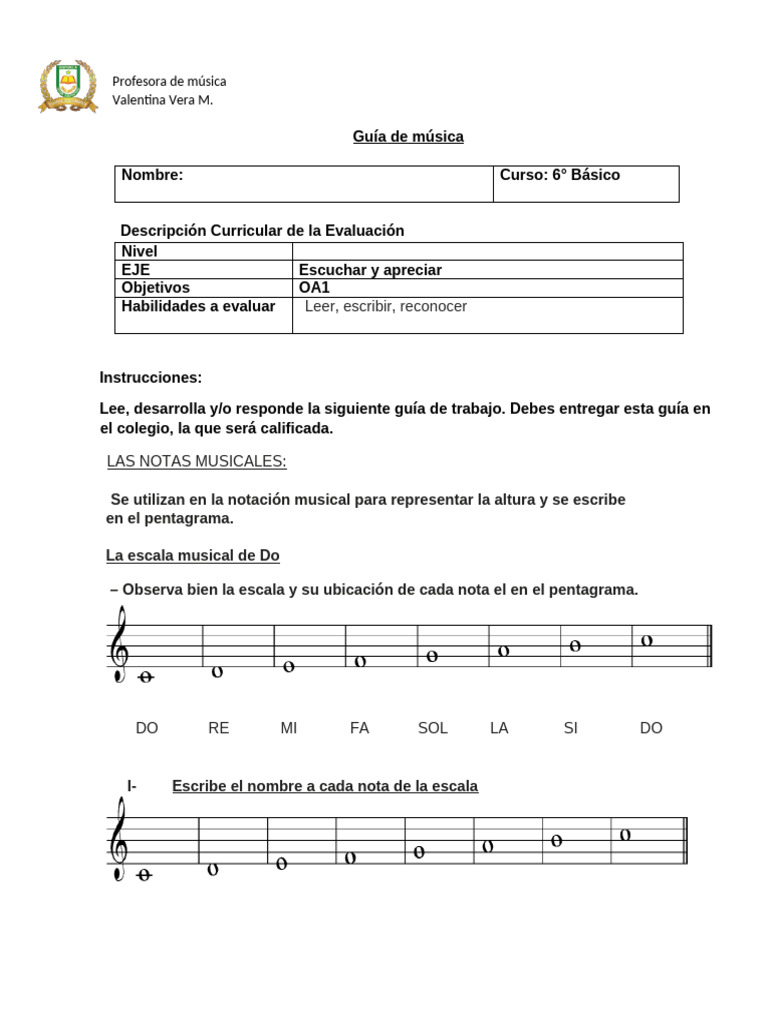 Guía Disposición de Notas en El Pentagrama | PDF