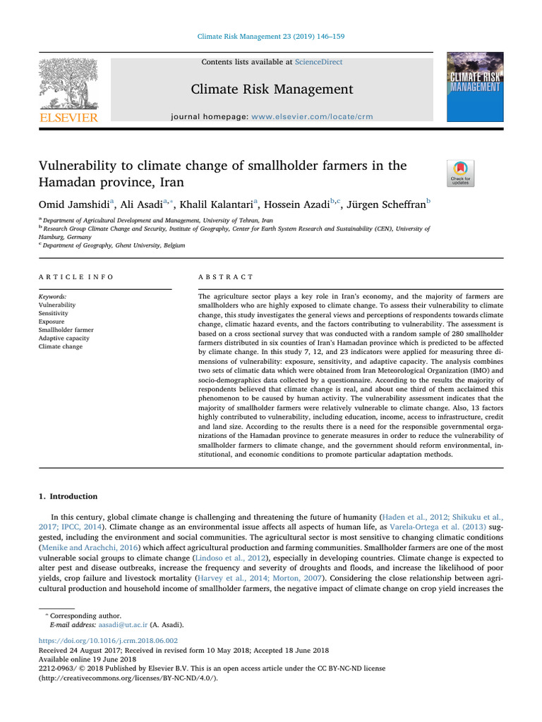 Vulnerability of Smallholder Farmers in Iran | PDF | Vulnerability ...