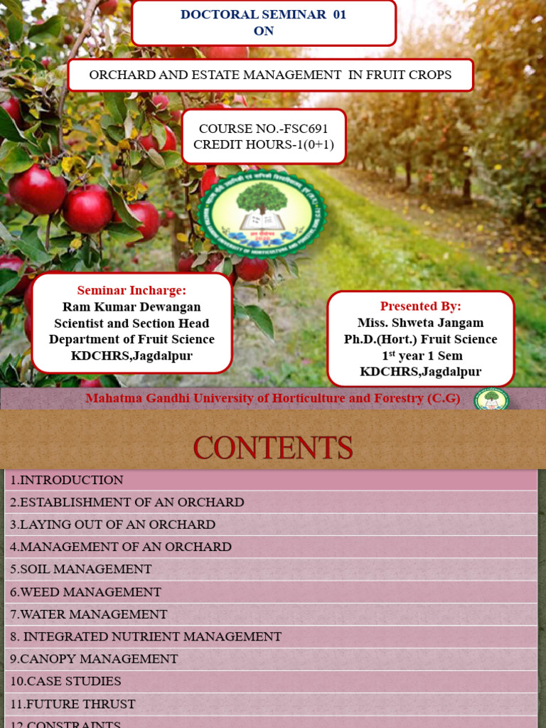 ORCHARDANDESTATEMANAGEMENTINFRUITCROPS Shweta | PDF | Mulch | Fertilizer