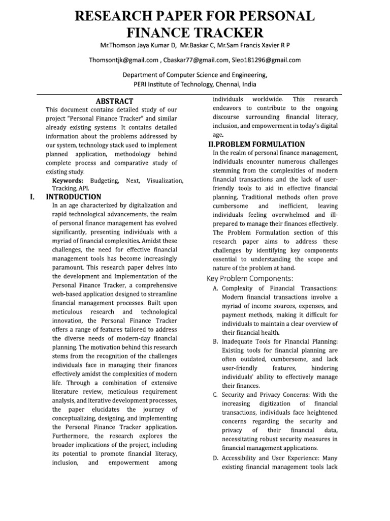 Research Paper For Personal Fi | PDF