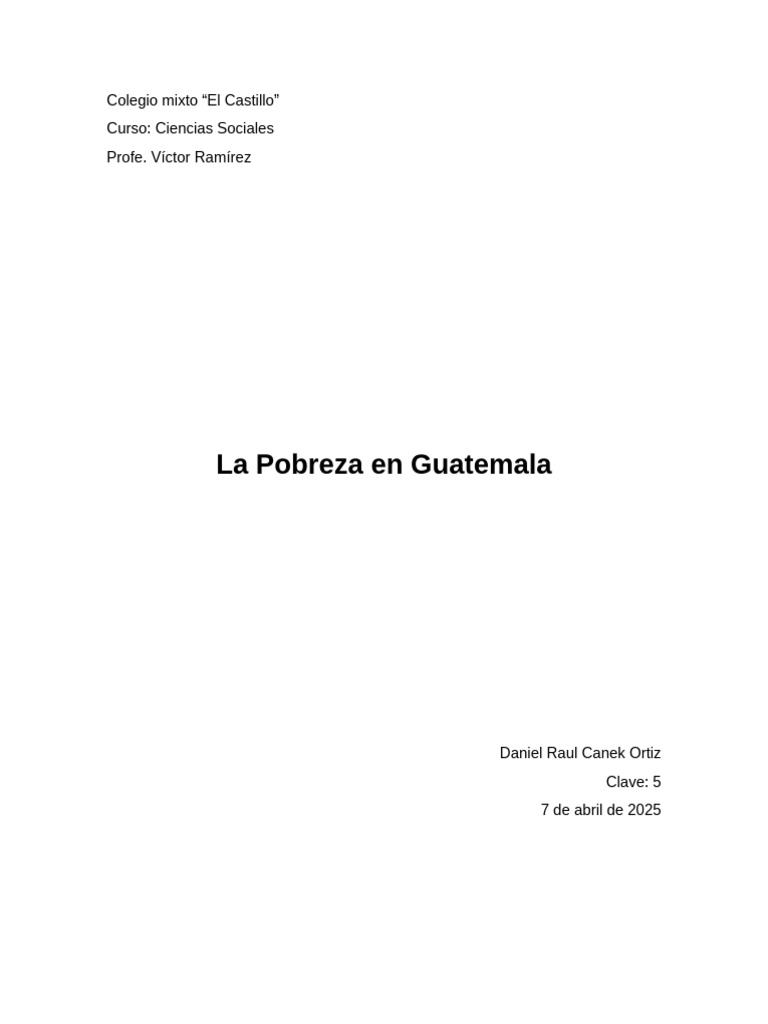 La Pobreza y Desigualdad en Guatemala | PDF | Pobreza | Pobreza e ...