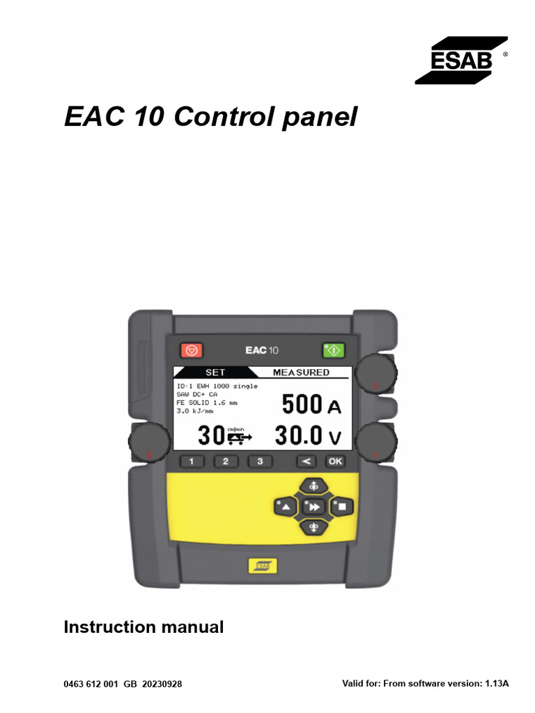 EAC 10 Control Panel User Manual | PDF | Welding | Construction