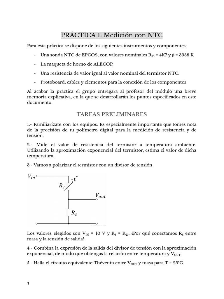 Medición Con NTC | PDF | Sensor | Resistor