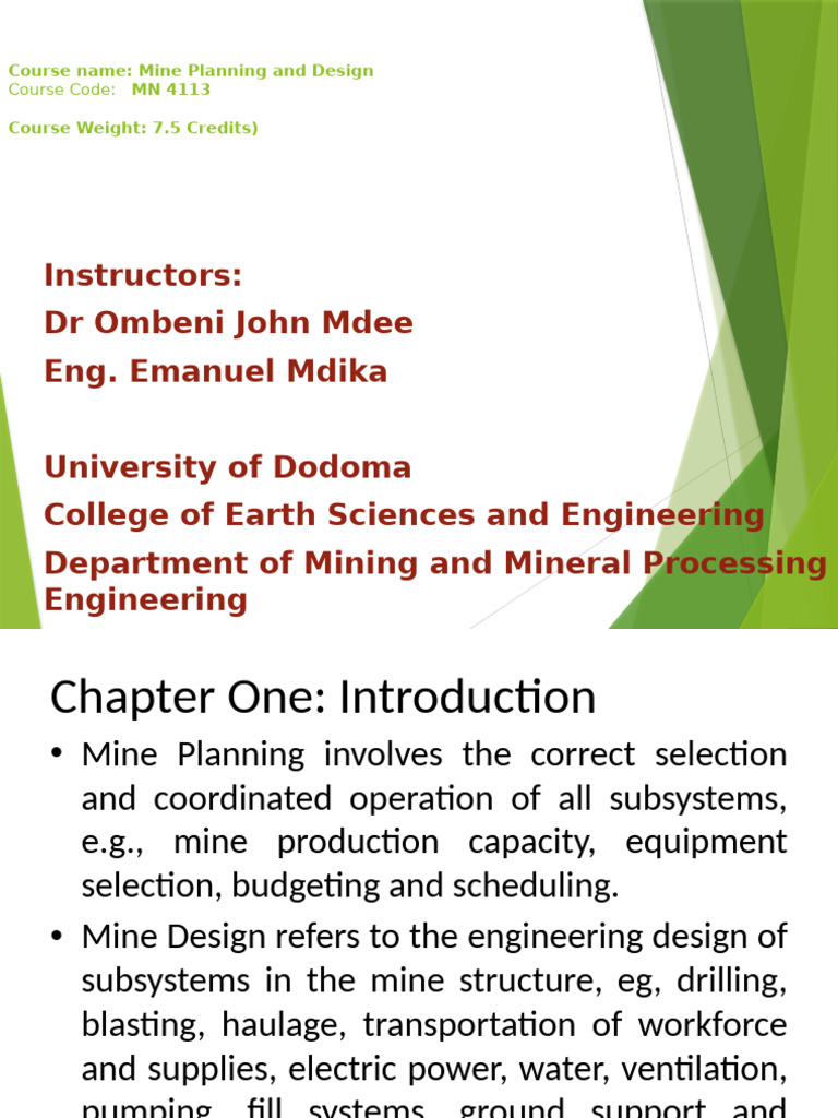 Mine Planning and Design Overview | PDF | Mining | Road