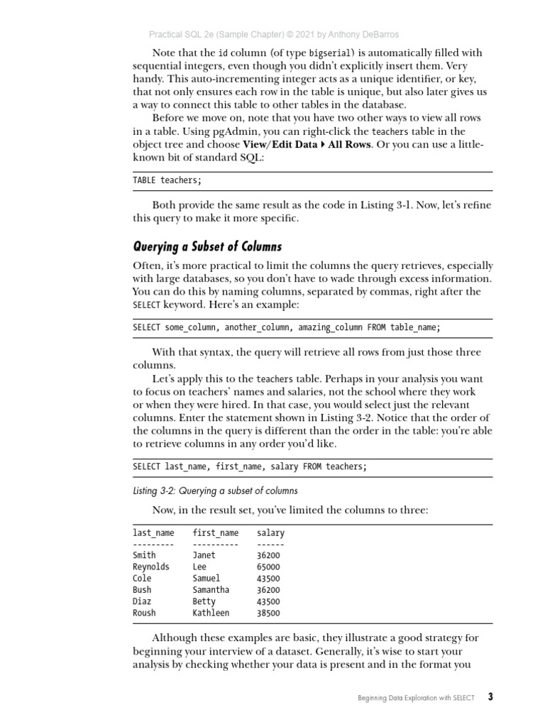 Data Exploration with SQL SELECT | PDF
