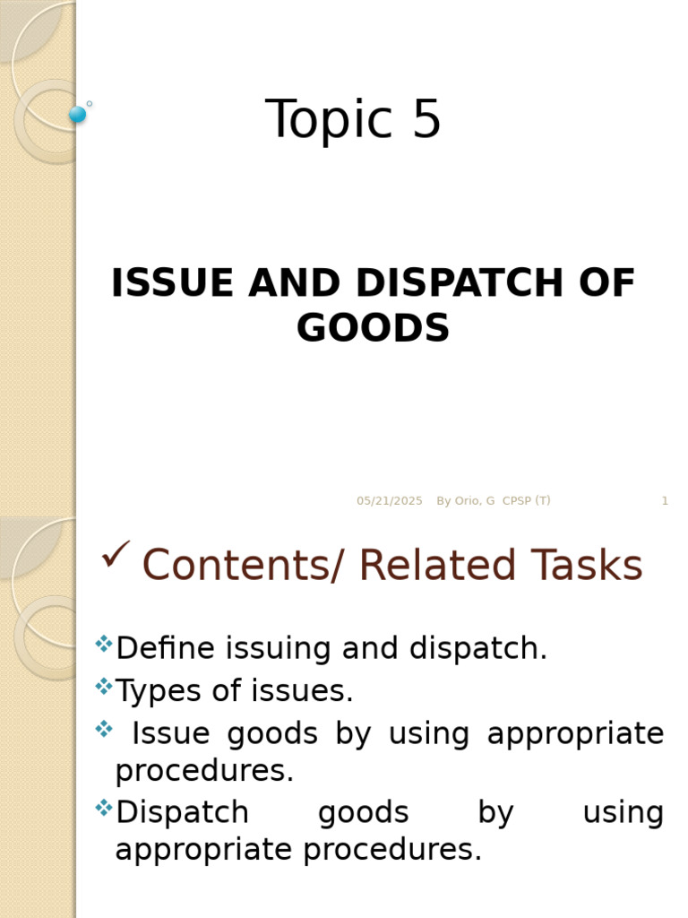 Goods Issuing and Dispatch Procedures | PDF | Goods | Supply Chain