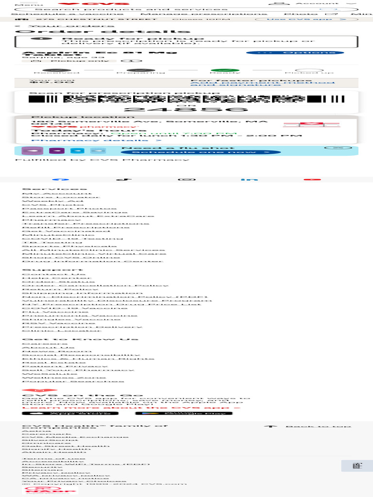 CVS Pharmacy - Order Details | PDF | Health Care | Pharmacy