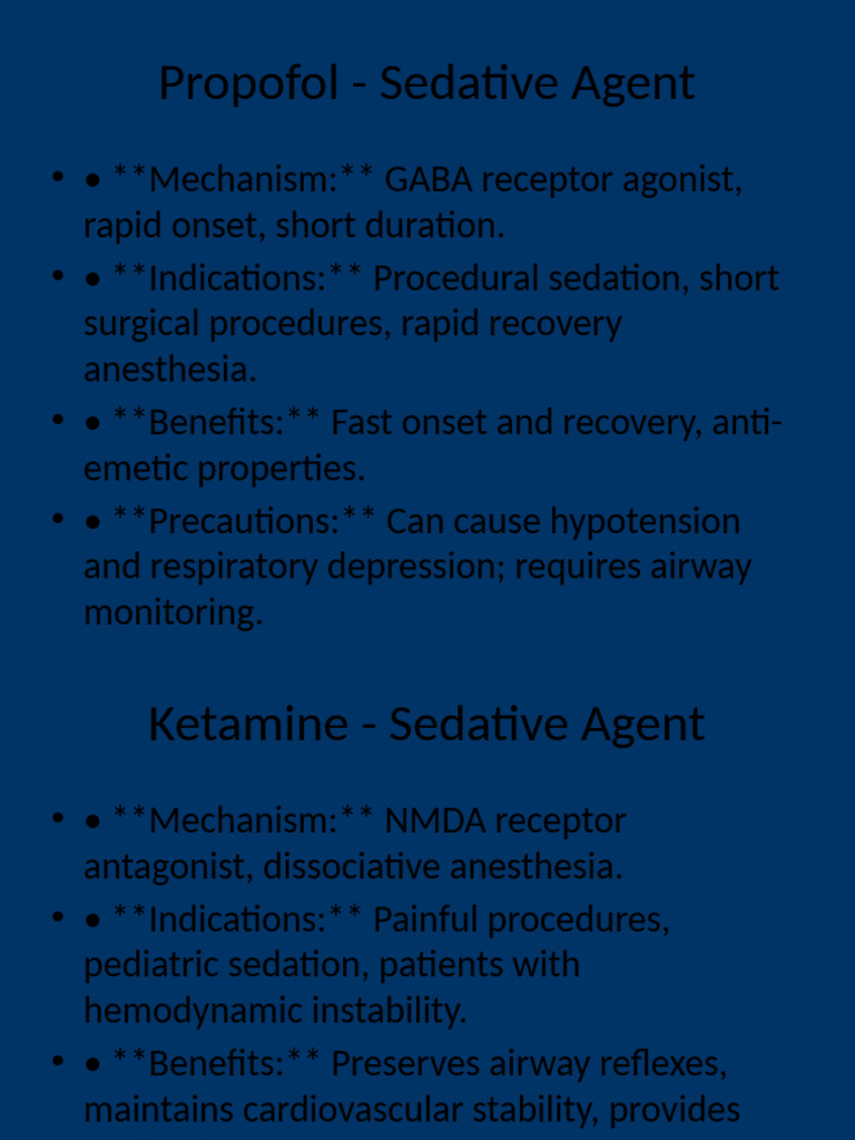 Sedative Agents for Procedural Sedation | PDF
