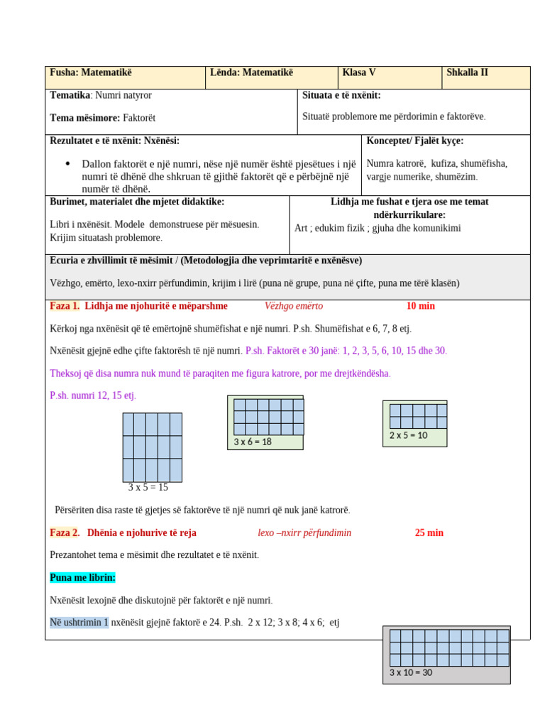 Ditaret Matematike | PDF