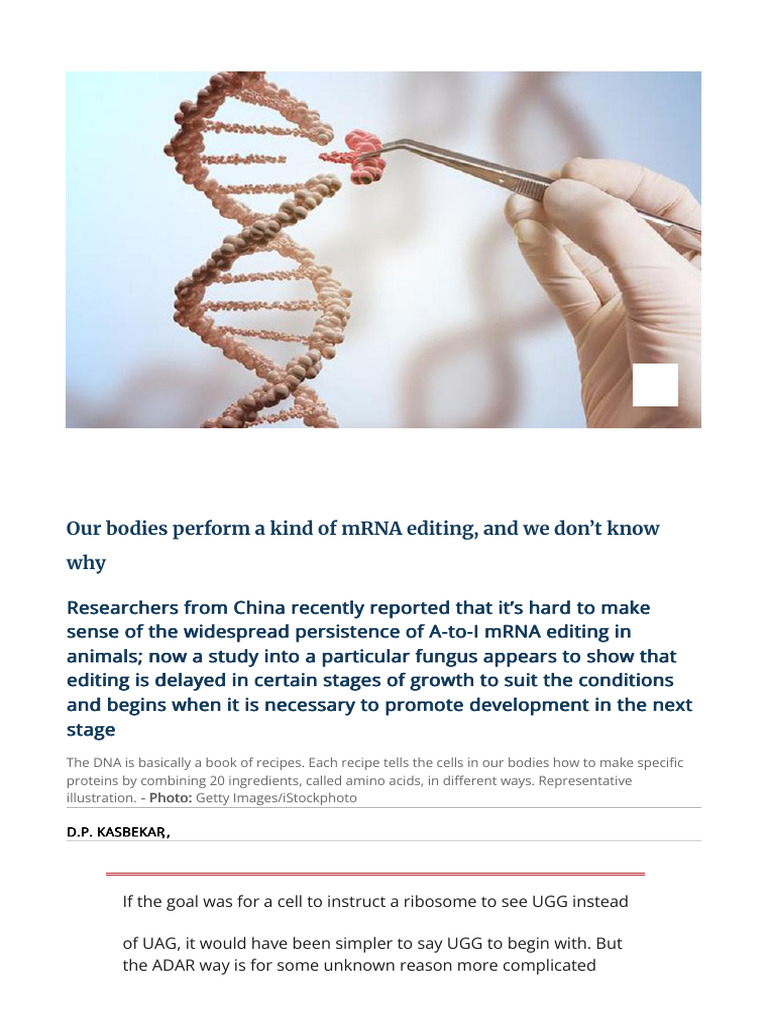 Our Bodies Perform A Kind of mRNA Editing, and We Don't Know Why | PDF ...