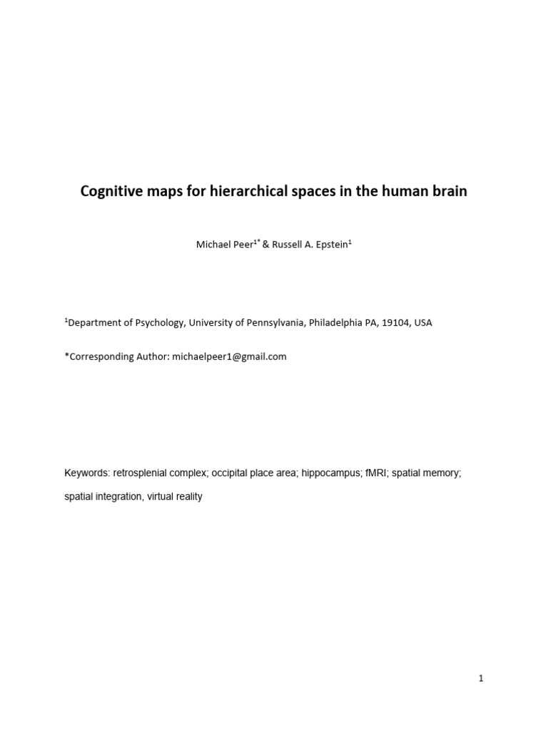 Cognitive Maps For Hierarchical Spaces in The Human Brain | PDF ...