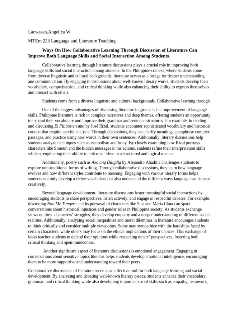 Enhancing Language Skills via Literature | PDF | Learning | Semantics