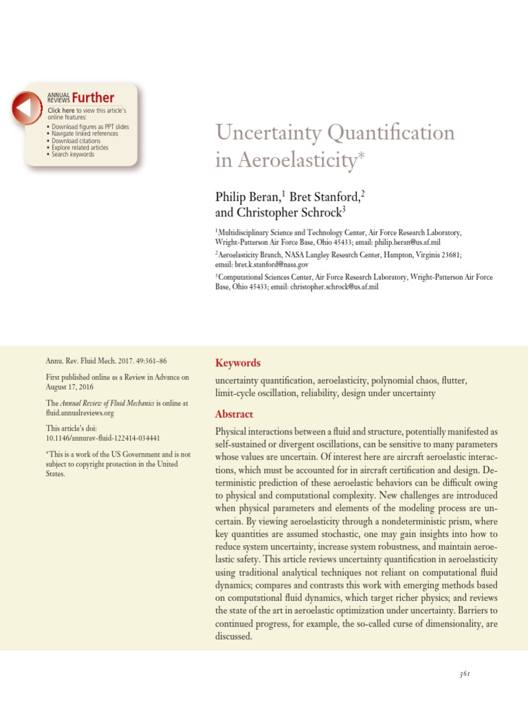 Uncertainty Quantification in Aeroelasticity | PDF | Applied ...